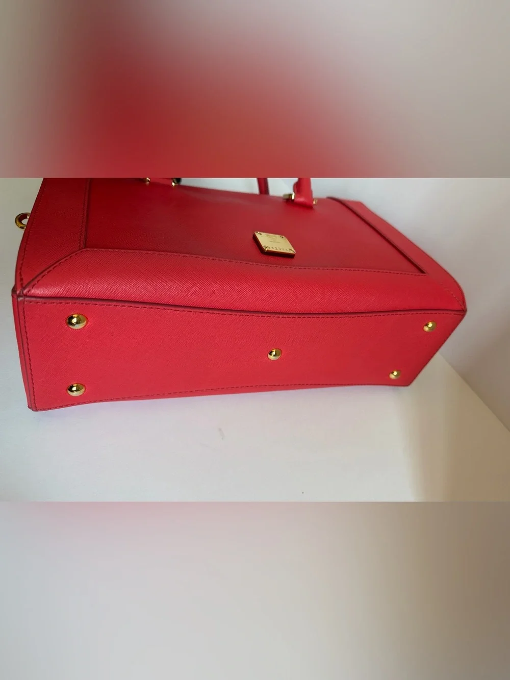 MCM Red Saffiano Leather Satchel - Brand Unknown